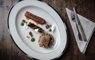 Plate with cooked duck